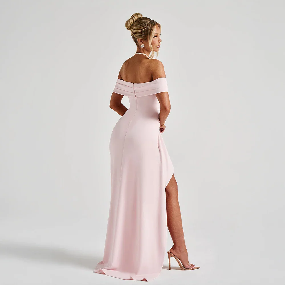Daniela | Maxikjole Elegant Off Shoulder Drapéret Høj Slids Aften