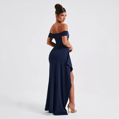 Daniela | Maxikjole Elegant Off Shoulder Drapéret Høj Slids Aften