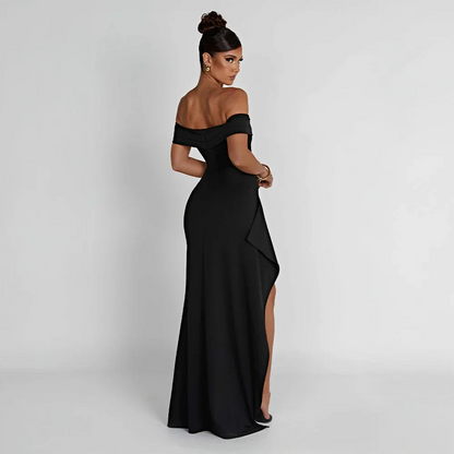 Daniela | Maxikjole Elegant Off Shoulder Drapéret Høj Slids Aften