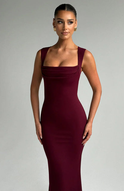 Allegra | Maxikjole Elegant Satin Halterneck Bar Ryg Aften