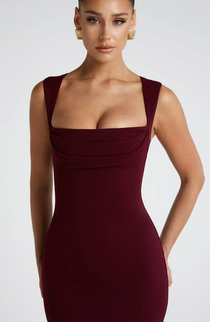 Allegra | Maxikjole Elegant Satin Halterneck Bar Ryg Aften