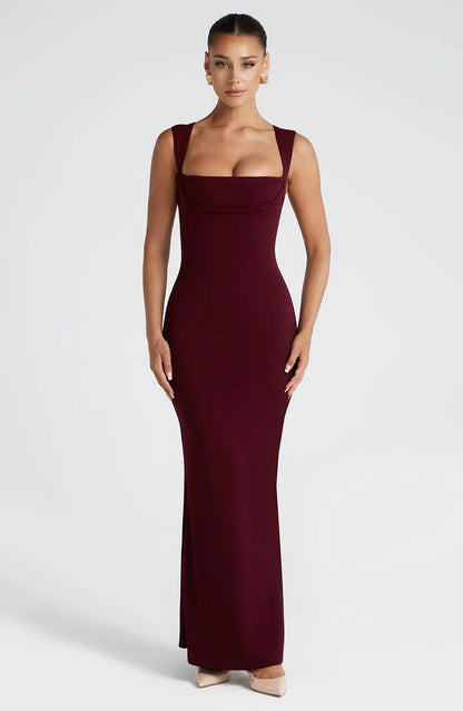 Allegra | Maxikjole Elegant Satin Halterneck Bar Ryg Aften