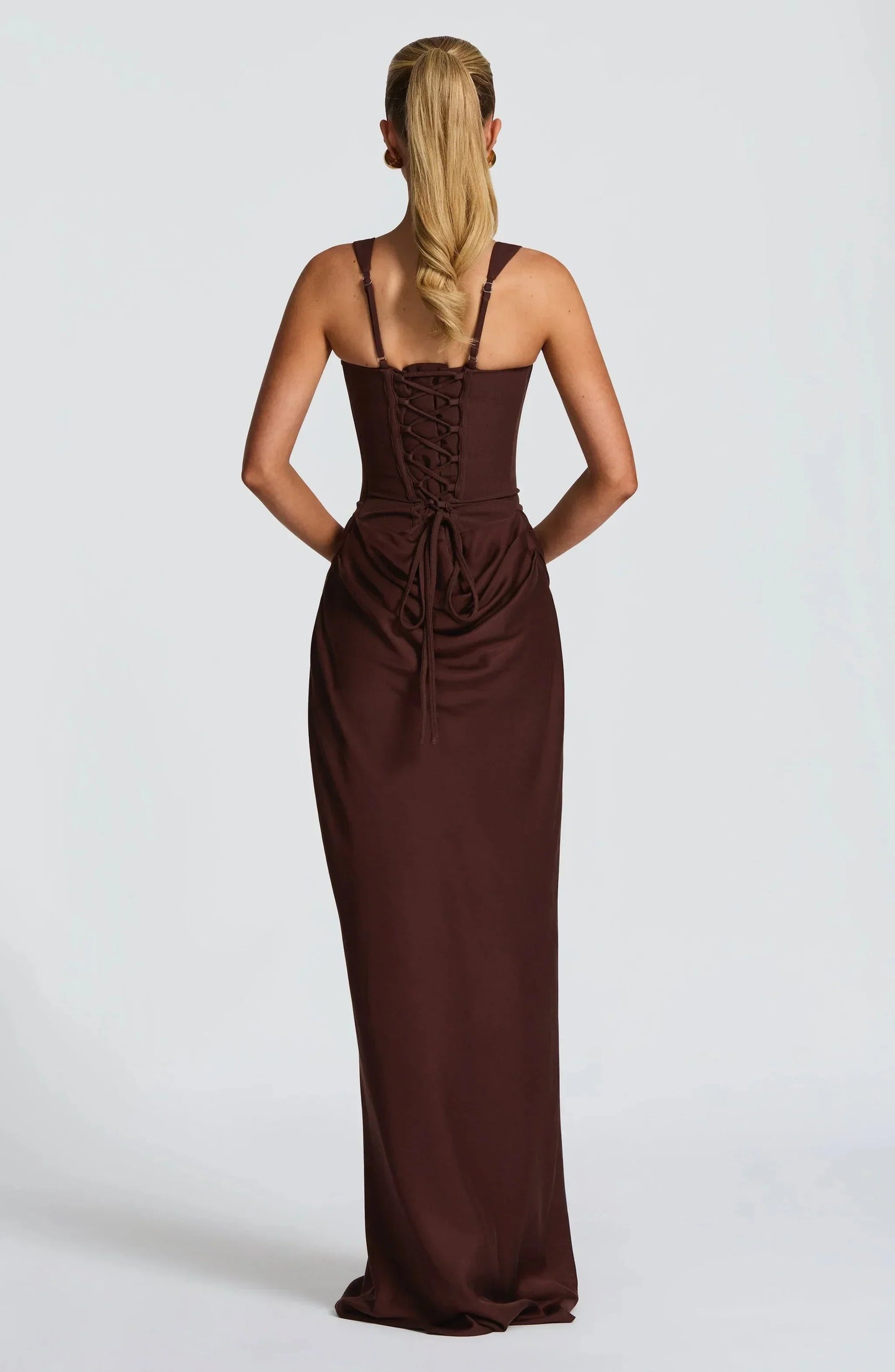 Galatea | Maxikjole Elegant Satin Firkantet Halsudskæring Bodycon Bar Ryg