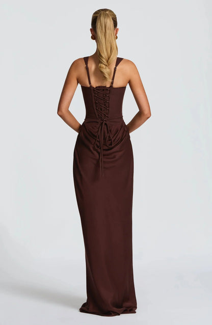 Galatea | Maxikjole Elegant Satin Firkantet Halsudskæring Bodycon Bar Ryg