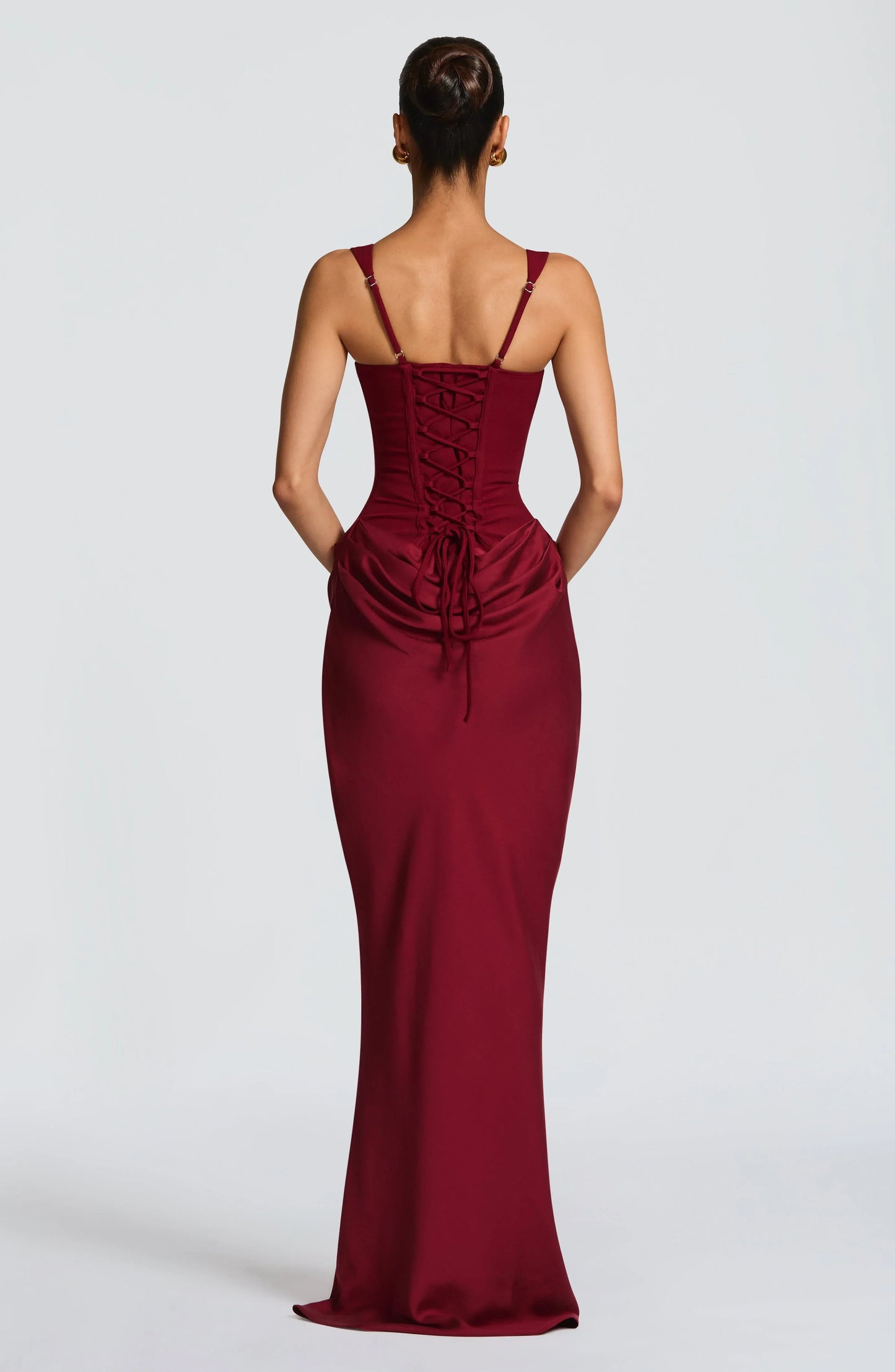 Galatea | Maxikjole Elegant Satin Firkantet Halsudskæring Bodycon Bar Ryg