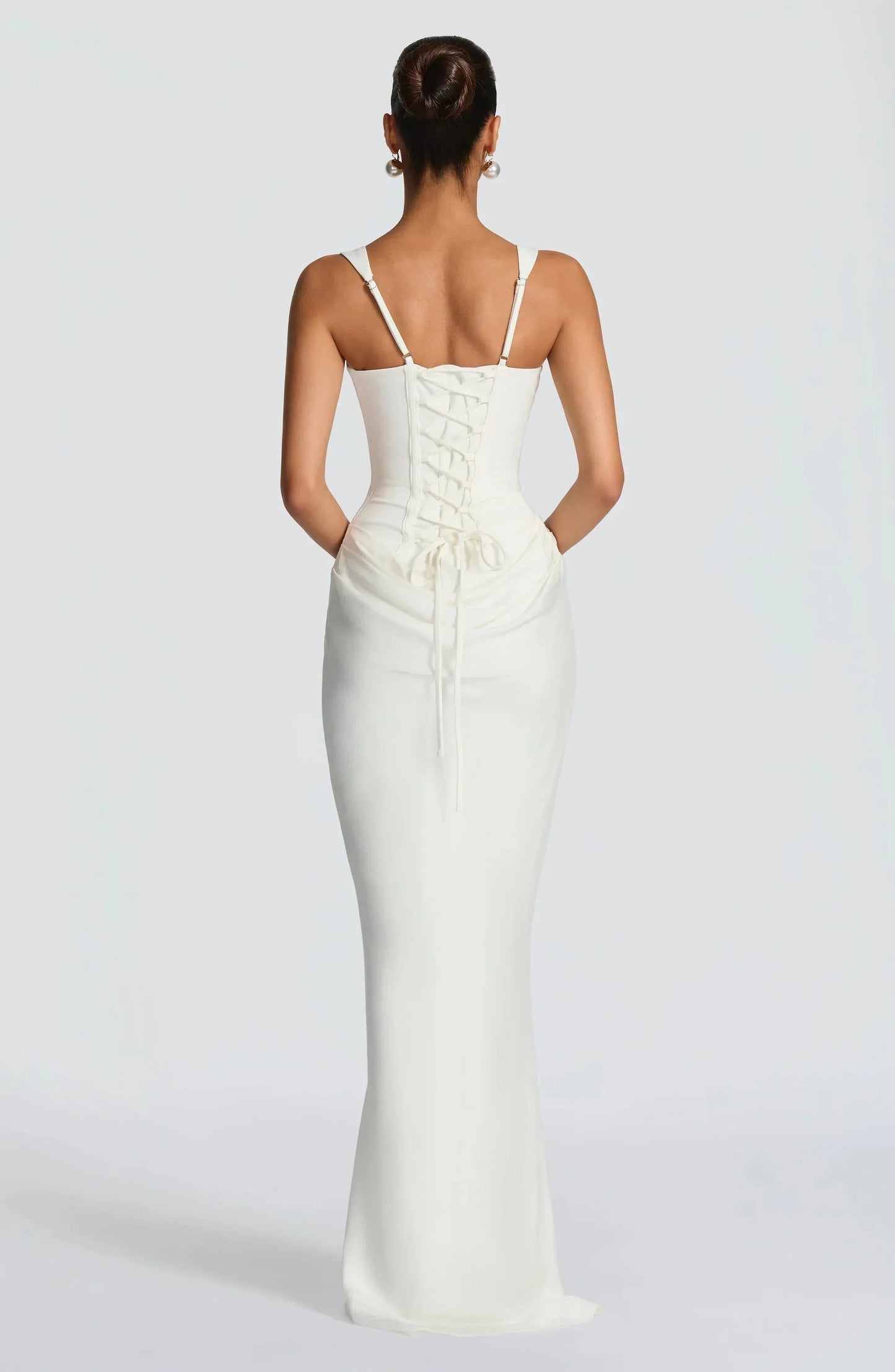 Galatea | Maxikjole Elegant Satin Firkantet Halsudskæring Bodycon Bar Ryg