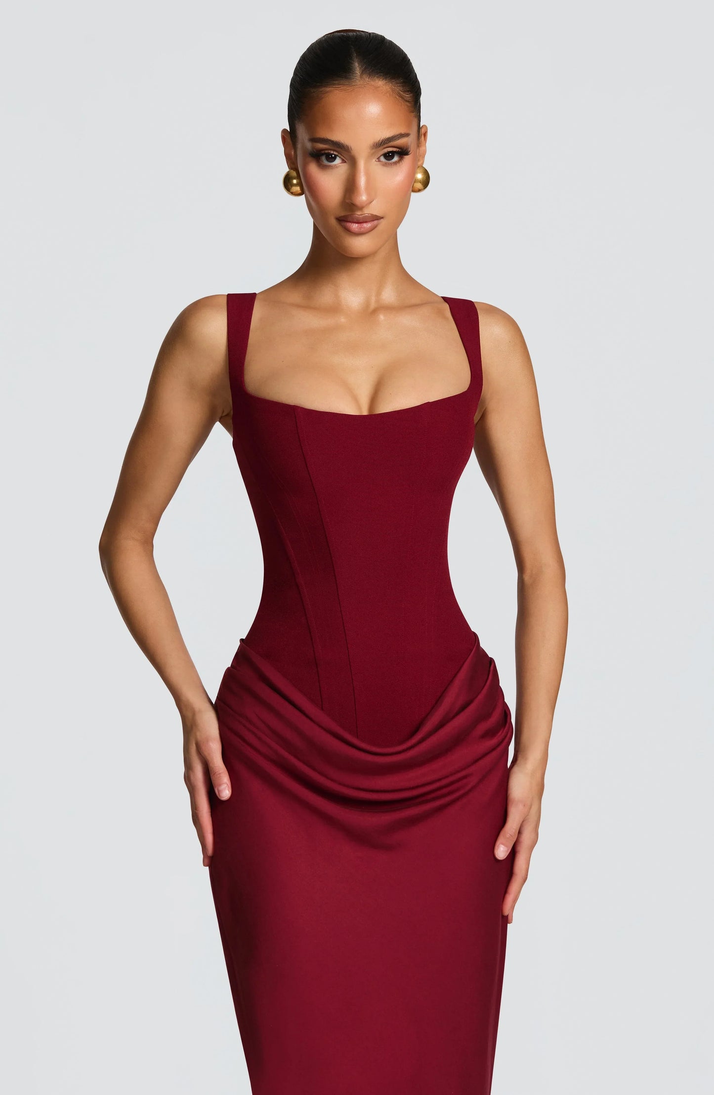 Galatea | Maxikjole Elegant Satin Firkantet Halsudskæring Bodycon Bar Ryg