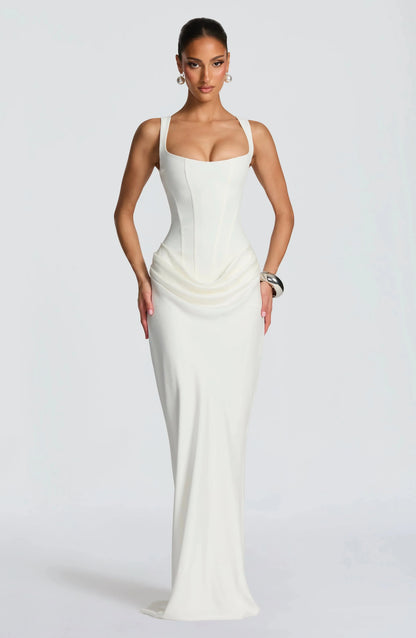 Galatea | Maxikjole Elegant Satin Firkantet Halsudskæring Bodycon Bar Ryg