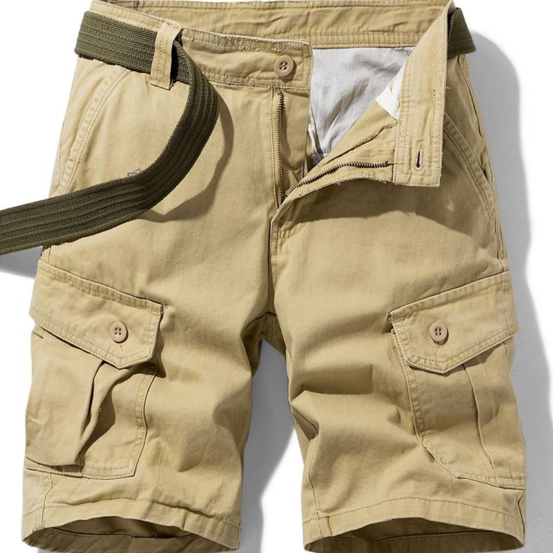 Klassiske herrecargoshorts – Bomuld med knaplukning og klaplommer