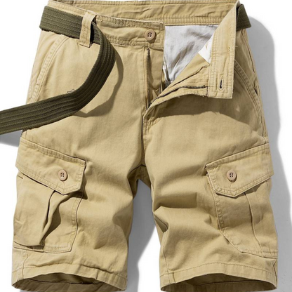 Klassiske herrecargoshorts – Bomuld med knaplukning og klaplommer