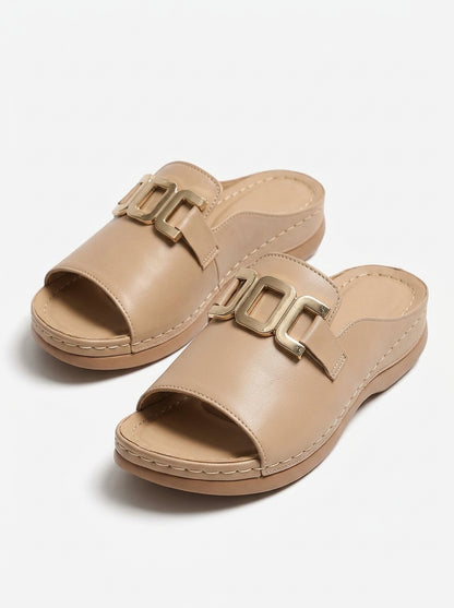 Women's Slide Sandals Beige - front