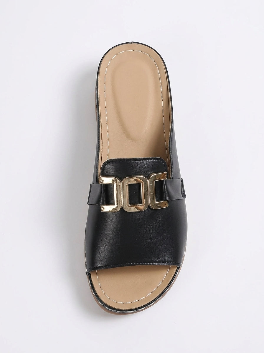 Women's Slide Sandals Black - top down