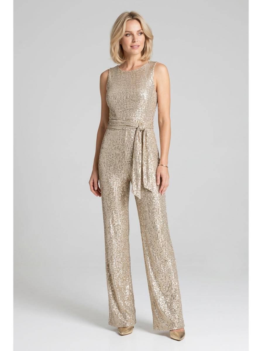Elegant Gold Sequin Jumpsuit - Studio Clean